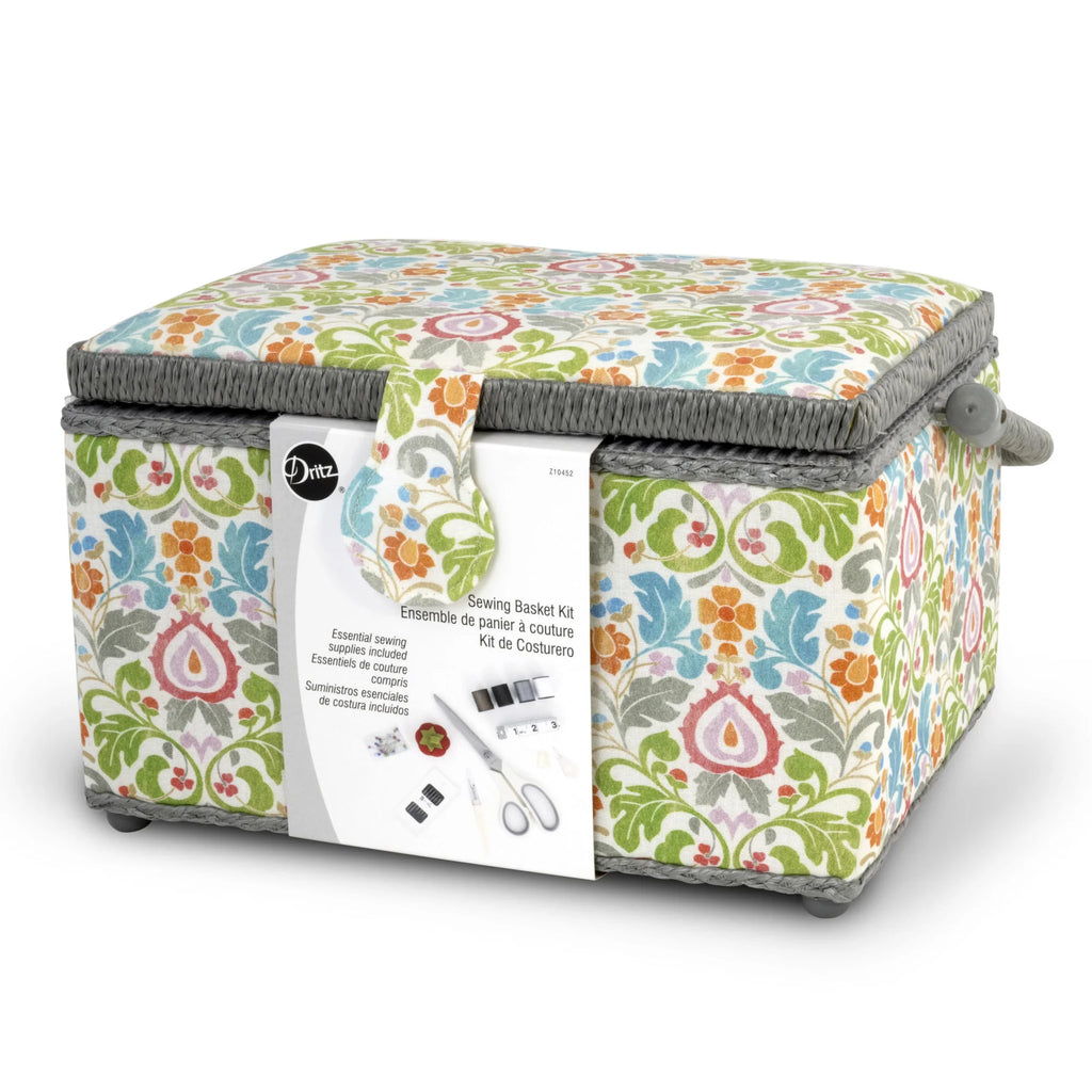 Vintage Floral Sewing Basket Kit